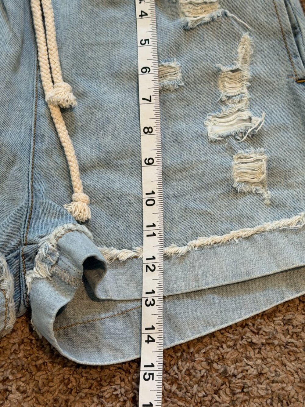 POL Distressed Jean Shorts S Light Wash Elastic Waist Boho - Picture 8 of 8